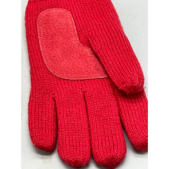 Gloves red fuzzy acrylic blend one size knitted thick READ - Picture 3 of 5